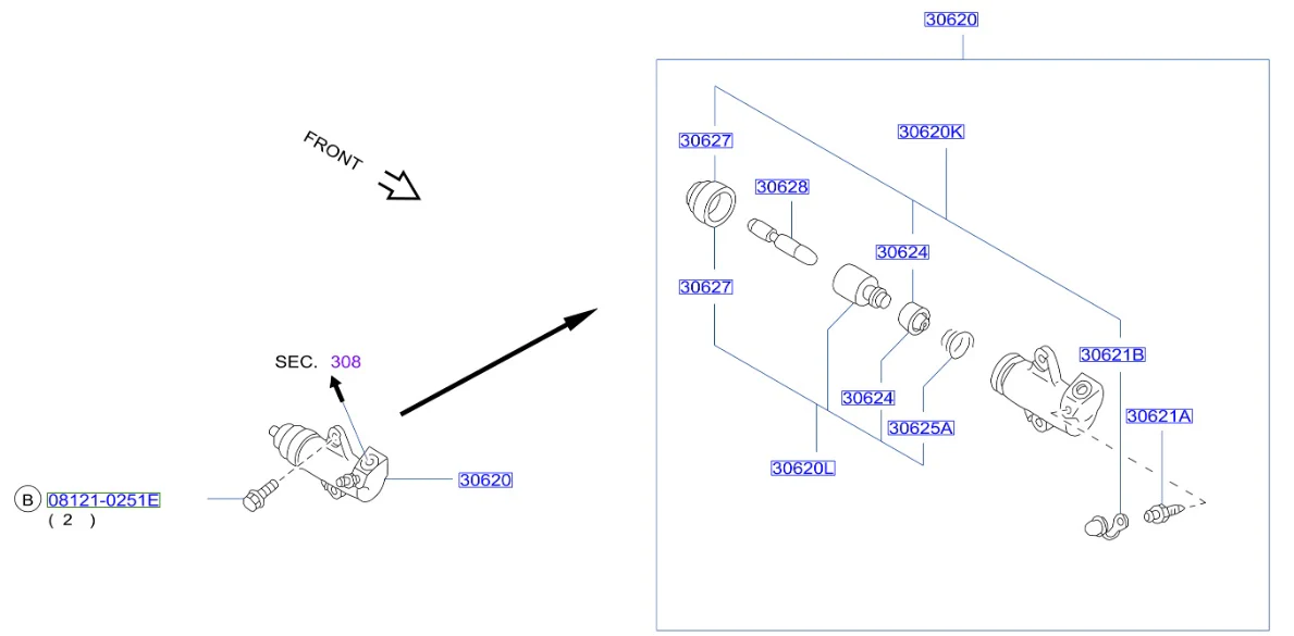Nissan Fairlady Z32 Clutch Slave Piston Rebuild Kit (30620L)